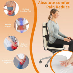 Coccyx Cushion for Tailbone Pain Relief - Ergonomic Seat Cushion for Office Chair, Car & Wheelchair Use with Sciatica Support