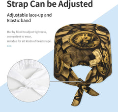 Cleaning Working Cap Gold Money Symbol Printed Chef Hat for Women & Men, Adjustable, Breathable