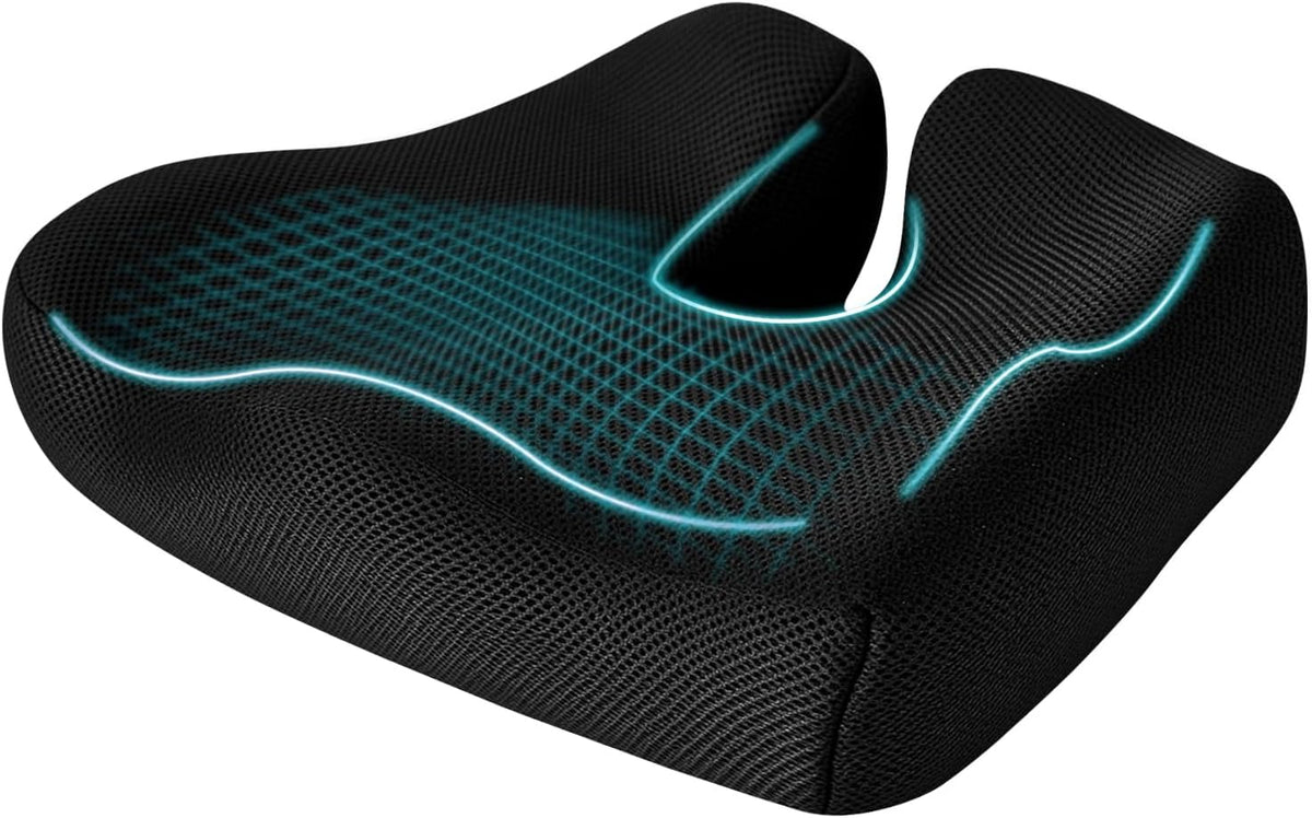 Coccyx Cushion for Tailbone Pain Relief - Ergonomic Seat Cushion for Office Chair, Car & Wheelchair Use with Sciatica Support