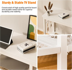 Furologee TV Stand for TVs up to 55 Inch, Entertainment Center with Open Storage Shelves, Media Console Table with Soundbar Shelf for Living Room, Bedroom, Rustic Brown