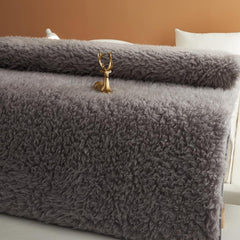 MASTERMARK Brown Mattress, 71x79 inches Bed Mattress, Medium Plush Feel, Fluffy Soft Solid Color Fleece Mattress