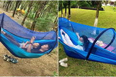 Outdoor Hammock Anti-Rollover Travel Camping Portable Hammock Hanging Chair Outdoor Portable Camping Travel Equipment(Blue,260 * 140cm)