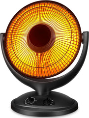 Joy Pebble Space Heater, 400W/800W Oscillating Electric Heater with 2-Level Rapid Heating, 180-Min Timer, Radiant Dish Heater with Tip-over&Overheat Protection, Portable Space Heater for Home/Office