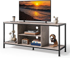 Gizoon TV Stand for TVs up to 65 Inch,Entertainment Center with Open Storage Shelves, TV Media Console Table for Living Room and Bedroom, Rustic Brown