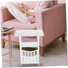 Modern Small Side Table Hollow Bedside Nightstand for Bedroom and Living Compact Minimalist End Table for Sofa Apartment Dorm Space Saving Design