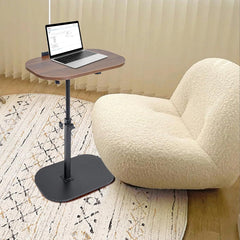 Simcat C Shaped End Table Tv Tray Table with Metal Frame Nightstand Bedroom Corner Table Living Room (Walnut Color2)