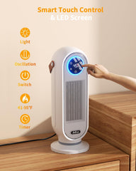 Space Heaters for Indoor Use, 16 Inch Portable Electric Heater for Office, 1500W Fast Heating Space Heater with Thermostat, 90°Oscillation, 12H Timer, Remote, Safe, Ultra-quiet Room Heater