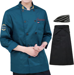 Personalized Chef Jacket Custom Embroidered Name Chef Coat Long Sleeve Unisex Restaurant Kitchen Cooking Chef Uniform