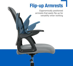 Ergonomic Office Chair with Adjustable Height and Lumbar Support, Mesh Desk Chair with Flip-up Armrests, Swivel Computer Task Chair for Home Office, Conference Room and Study