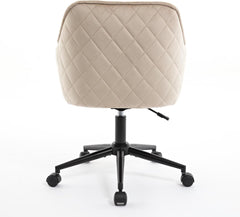 Luxury Velvet Office Desk Chair – Modern Home Desk Chair with Wheels, Perfect for Living Room, Bedroom, and Study Room(Light Camel)