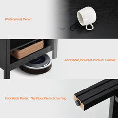 TV Stand for 55 inch Flat Screen Wood TV Console Table for 50 inch TV with 4 Cubby Storage for Living Room Bedroom, 47'' Black