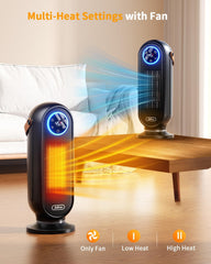 Space Heaters for Indoor Use, 16 Inch Portable Electric Heater for Office, 1500W Fast Heating Space Heater with Thermostat, 90°Oscillation, 12H Timer, Remote, Safe, Ultra-quiet Room Heater for Bedroom