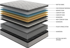 Queen Mattress, 12 Inch Queen Size Hybrid Mattress with Memory Foam and Individual Pocket Spring for Motion Isolation, Pressure Relief, Medium Mattress in a Box (12 Inch, Queen)