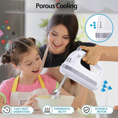 200W Electric Whisk, 5-Speed Handheld Mixer with Storage Box, Dough Mixer Bring Comes with Beating Stick and Dough Dough Stick, for Baking Cake Egg Cream Food Beater