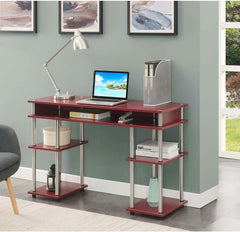 Student Desk with Shelves - No Tools Assembly - Modern Design - Home Office & Dorm Room Desk