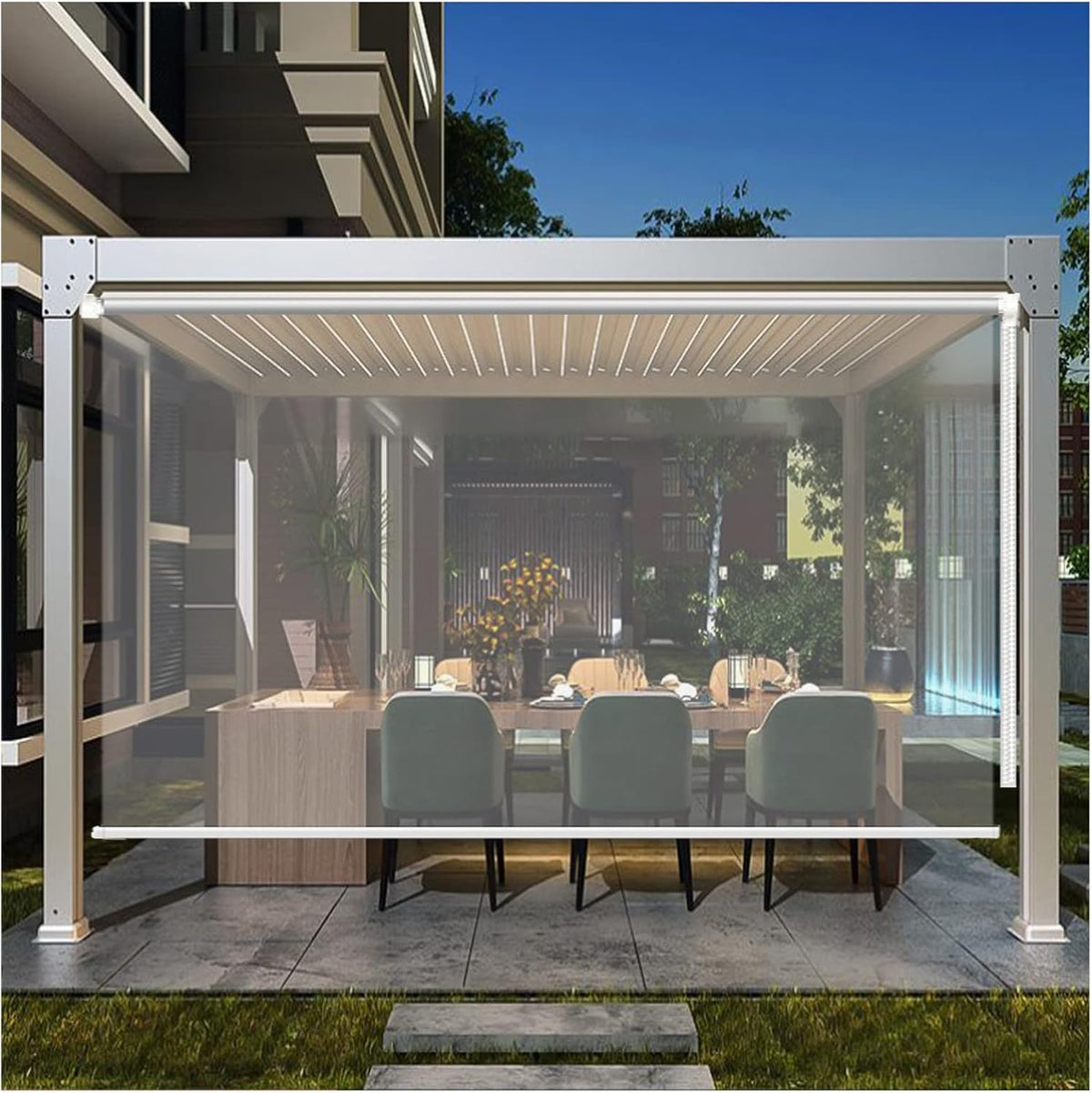 Transparent Roller Shades,Outdoor Clear Vinyl Roller Shades,Roller Shades,Outdoor Curtain, Balcony, Patio Door, Pergola & Gazebo, Easy to Pull Down & Up,120x180cm/47.2x70.8in