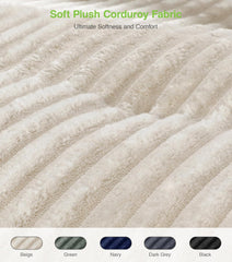 Plush Corduroy Folding Sofa Bed, Free Setup Floor Beds, 34" Boneless Couch for Small Spaces, Corner Chair, Convertible Sleeper Chair, Corner Couch, Foldable Sleeper Sofa Beds, Beige