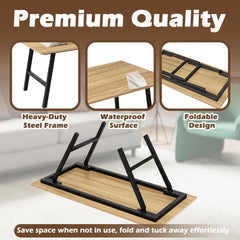 Folding Coffee Table, Portable Floor Table for Sitting on The Floor, Midcentury Modern Coffee Table, Foldable Floor Table for Living Room, 40''L x 20''W x 16.3''H, Oak