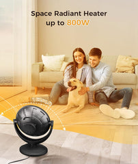 Joy Pebble Space Heater, 400W/800W Oscillating Electric Heater with 2-Level Rapid Heating, 180-Min Timer, Radiant Dish Heater with Tip-over&Overheat Protection, Portable Space Heater for Home/Office