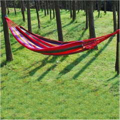 Camping Hammock 1-2 Person Canvas Hammock 264lbs Capacity Stripe Cotton Rainbow Hanging Bed Portable 102x32 in Outdoor Indoor with Carry Bag