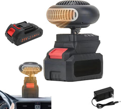 Portable Battery Powered Heater, Dual Heat Settings,10㎡ Defogging, 1500mAh Battery Powered, Dual USB Ports, Anti-Tilt Design for Cars Office Indoor Use (10-cell battery*1)