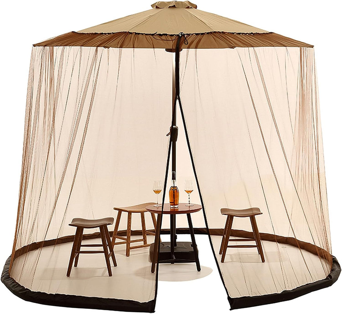 Outdoor Canopy Tent, Patio Umbrella Net, Large Sun Blocking Space, Camping Dome Tent Outdoor Screen with Adjustable Fit, Stable Bottom for 7-11ft Umbrellas (940CM)