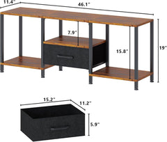TV Stand with Fabric Drawer for 55 Inch TV, Entertainment Center with Open Shelves, Media TV Console Table for Living Room, Bedroom, Black