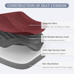 baibu Kitchen Chair Cushions, Dual-Layer Patented Design Molded Memory Foam Dining Chair Pads with Ties and Washable Cover, 17" x 16" x 2", Black