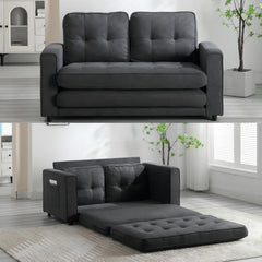 Futon Sofa Bed Convertible Folding Chaise Lounge for Compact Living Studio, Bedroom, Offices, Dorm - Adjustable Pull Out Breathable Small Loveseat (Off White)