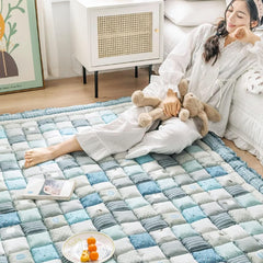 Japanese Mat Futon Mattress Twin Full Queen King Size Bed Non Slip Bottom Roll Up Folding Portable Guest Mattress 43.31x78.74in (Green 50x50cm)