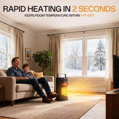 Space Heater for Indoor Use, 1500W Portable 13.78" Electric Heater with Thermostat, Fast Heating, 45° Oscillation, 12H Timer, Quiet & Safe 3D Flame Fireplace Ceramic Heater for Bedroom Office Home