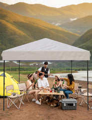 10x10 Ft Heavy-Duty Pop-Up Canopy Tent, One-Person Instant Setup, No Removable Sidewalls, Commercial-Grade Shelter for Outdoor Events, Markets, Sports, Parties