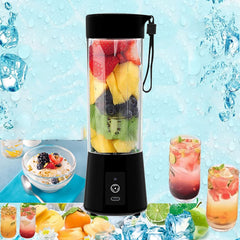 Portable Blender for Shakes and Smoothies, 15Oz Mini Juicer Blender for Fruit, USB-C Rechargeable & Self Cleaning Travel Mixer With Stainless Steel Blades, for Food, Office, GYM, School (Black)