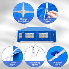 10 X 20 Outdoor Wedding Party Tent Camping Shelter Gazebo Canopy with Removable Sidewalls Easy Set Gazebo BBQ Pavilion Canopy Cater Events,Blue