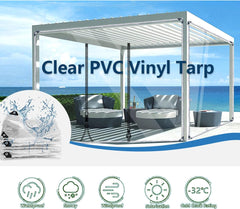 Outdoor Curtains with Zipper, PVC Clear Waterproof Tarpaulin Side Panels, Partition Curtains, with Grommets , Pergola Patio Gazebo Weatherproof Transparent Tarp, 680 g/m² ( Size : H2.5xW3m/H8.2xW9.8ft