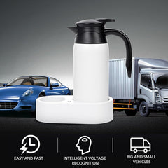Electric Car Kettle 800ml Capacity Stainless Steel Fast Heating 12V 24V Travel Mug - Auto Shutoff, Dual Heating Modes, Safe for Cars and Trucks