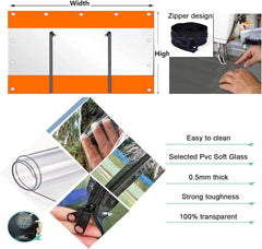 PVC Clear Waterproof Tarpaulin Side Panels with Zipper, 0,5 mm Thick Outdoor Pergola Patio Porch Gazebo Carport Transparent Tarpaulin Side Panels,Heavy-Duty 700 g/m² ( Size : H2.6xW2.5m/H8.5xW8.2ft )