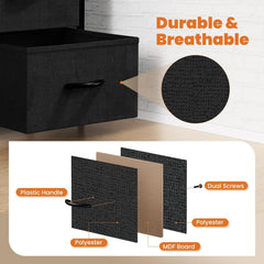 Elevon Nightstand with 2 Drawers, Bedside Table Small Dresser with Removable Fabric Bins, Night Stand, Bedside Furniture, End Table with Fabric Bins for Bedroom, Closet