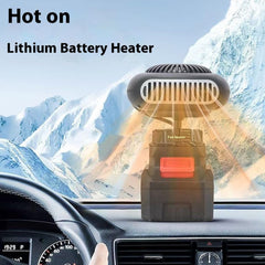 Battery Operated Space Heater for Indoors, 2026 Battery Powered Heaters With USB, 360 Flip Anti-Tilt, Car Window Defroster, Heater Li Portable Heater for Car/Camping/Golf Cart (15-cell battery*1)