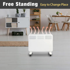 Electric Space Heater Indoor Convection Heater Touch Adjustable Thermostat Smart Energy Saving Portable with Wheels Wall Mount/Rolling ETL for Bedroom Living Room Bathroom Home 1000W