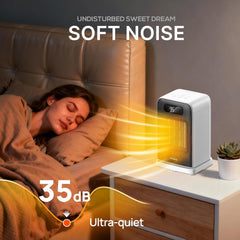 MORENTO Space Heater, Portable Space Heaters for indoor Use, Auto Temperature Control, LED Display Electric Heater, ECO Mode & 0-12H Timer, Quiet Heaters for Office, Bedroom, Home (White, 1 Pack)