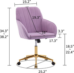 Office Desk Chair, Modern Cute Rolling Vanity Swivel Task Chairs with Wheels, Comfortable Back Seat for Home, Bedrooms, Office (Light Blue, 34.3''-38.2''H)