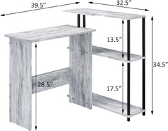 Gaming Table Home Office Computer Desk with Shelves, Writing Desk with Bookshelf, Modern Simple Study Table Workstation for Small Space, 39.50" x 32.50" x 34.50" Black