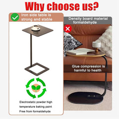 Living Room Coffee Table, Balcony Iron Side Table, Iron Structure, Strong Load-Bearing(Black,26 * 26 * 70cm)