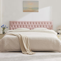 Kingfun Tufted Upholstered Full Size Bed Headboard in Modern Button Design, Adjustable Solid Wood Head Board, Premium Linen Fabric Padded Headboards in Bedroom (Beige)