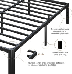 Metal Bed Frame Twin Size, 14 Inch 3500 lbs Heavy Duty Platform Bed Frames Steel Slats Noise Free No Box Spring Needed, Easy Assemble Sturdy Bedframe Rounded Corner with Storage and Mattress Retainers