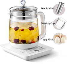 Electric Kettle, 1.8L Large Electric Health Pot with Tea Infuser & Stewing Cup, Egg Rack, 18-in-1 Multi-Function Electric Kettle for Soup, Herbal Tea,Smart Water Boiling- Adjustable Temp