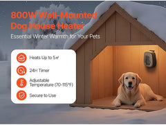 Dog House Heater, 800W Pet Heater House with Overheat Protection, Adjustable Temperature & 24H Timer, Portable Electric Warmer with Anti-Bite Metal Material, Lightweight Chicken Coops Heated