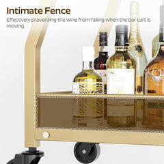Bar Cart, Gold Bar Cart for The Home, Vinyl Record Holder, Holds 80-100 L Record Storage Rack, BC03DW-CJ06DW