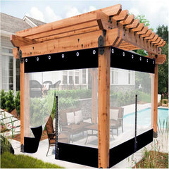 Waterproof Side Panels Clear Tarp Panel Weather Resistant with Zipped Door Pergola Side Curtains, for Gazebo, Porch, Customizable (Color : Black, Size : 2.4x2.5m/7.87x8.2ft)